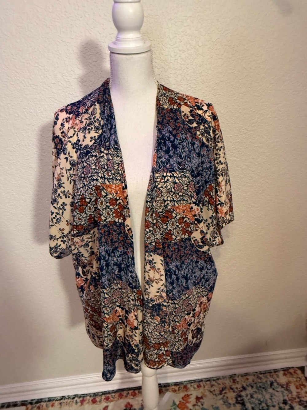Liberty Love Navy, Cream & Rust Floral Patchwork Kimono